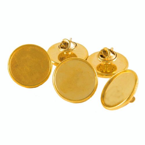 Premium Badge Blank round 18mm gold clutch fitting